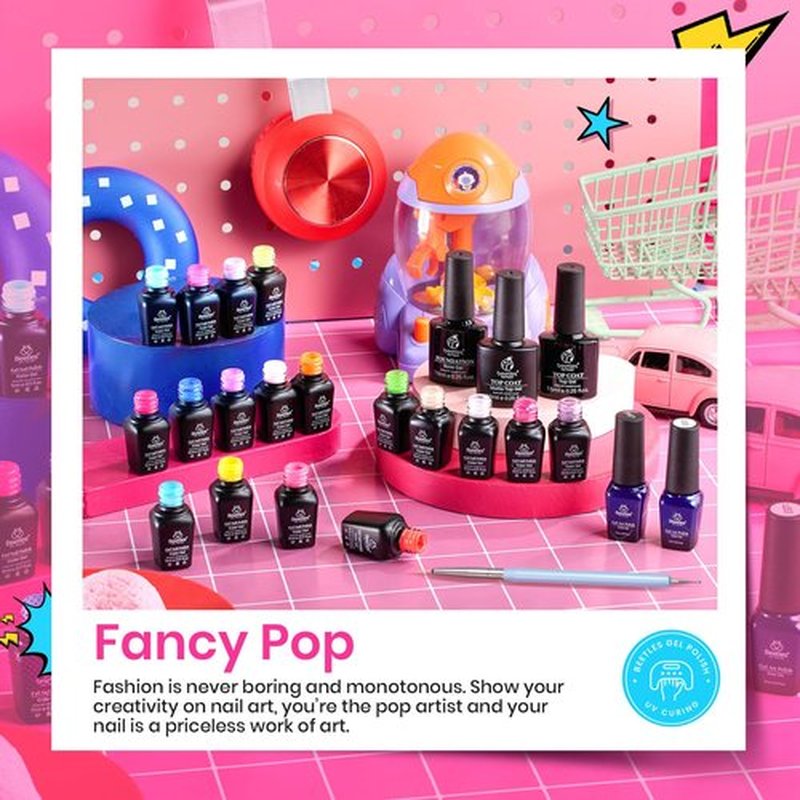 Beetles 24Pcs Gel Nail Polish Set with Base Gel Top Coat White Black Liner Gel Nail Art Brush, 2024 Summer Gel Polish Kit Neon Bright Blue Pink Purple Green Jelly Gel Polish Soak Off Uv Gel Nail Kit