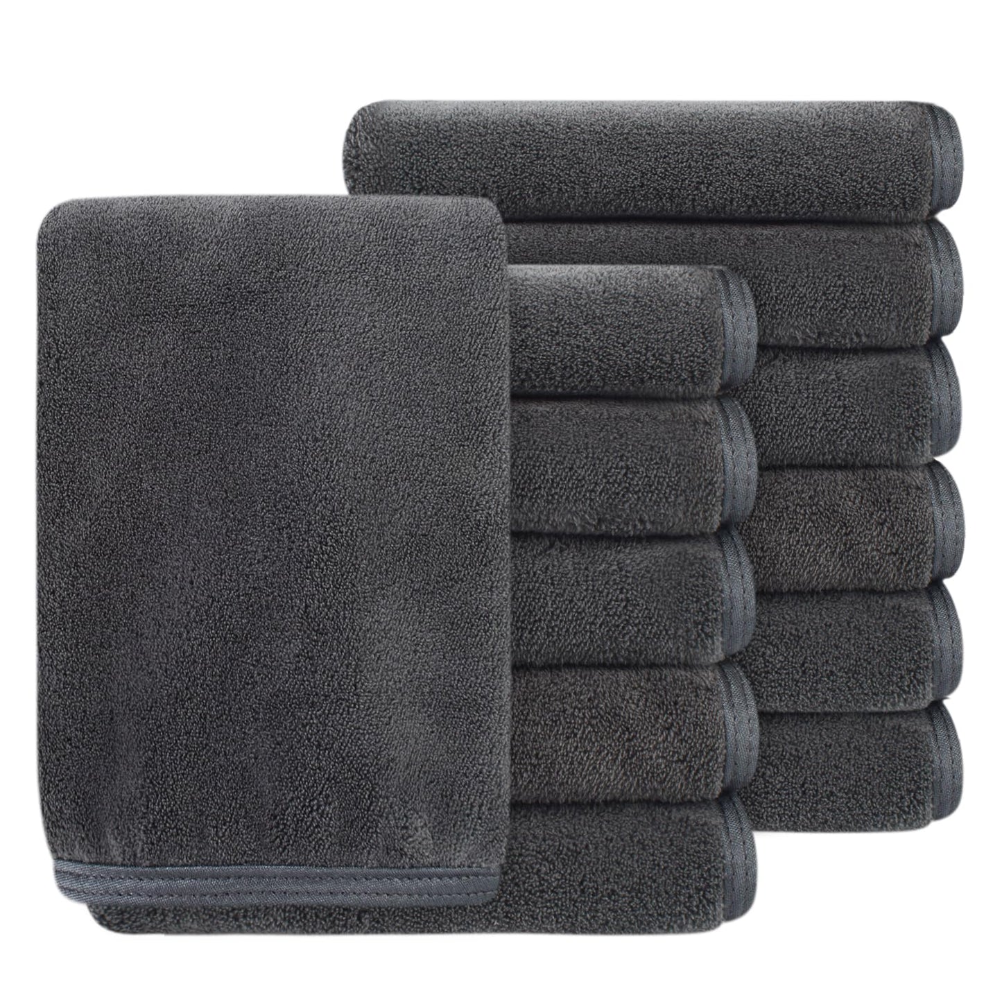 SINLAND Absorbent Coral Velvet Washcloth Ultra Soft Microfiber Face Towels 12 x 12 inch Multi-Purpose Face Cloths for Household and Sport
