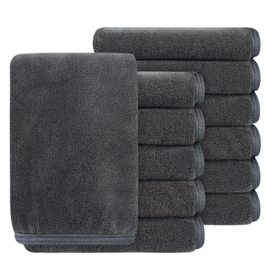SINLAND Absorbent Coral Velvet Washcloth Ultra Soft Microfiber Face Towels 12 x 12 inch Multi-Purpose Face Cloths for Household and Sport