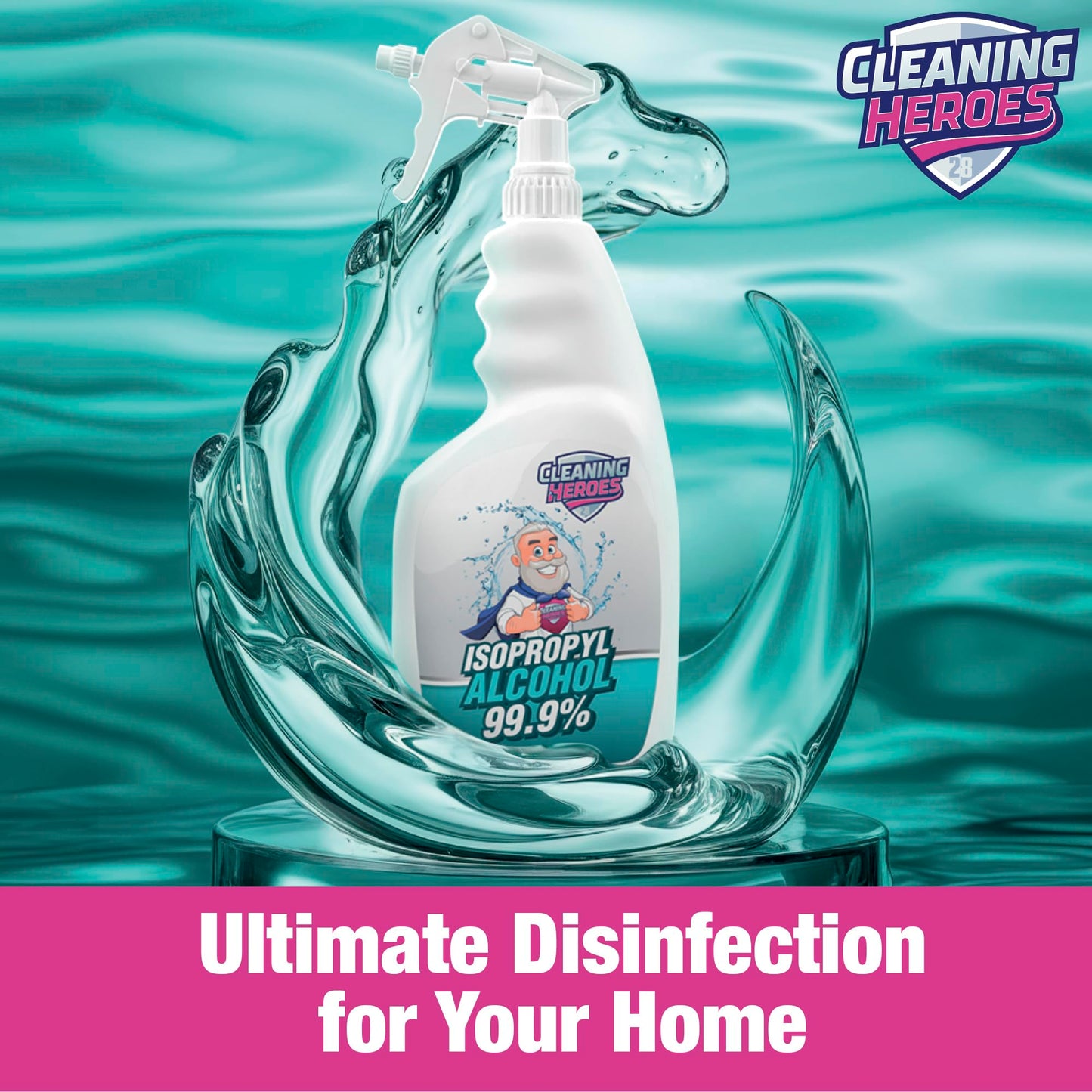 Cleaning Heroes 99% Isopropyl Alcohol Spray - One Gallon (Pack of 4) 32 Fl Oz Bottles - Ultimate Rubbing Alcohol Cleaner for Electronics, Wounds, and Household Use