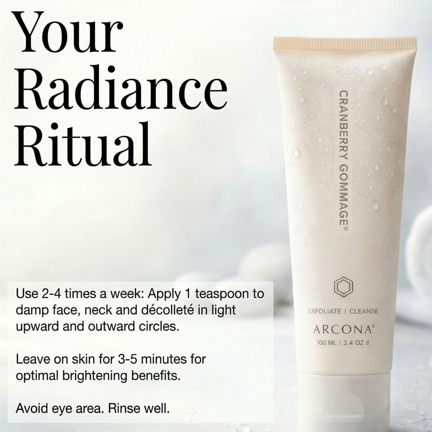ARCONA Cranberry Gommage – Purifying Face Scrub To Exfoliate and Unclog Pores - Brighten, Tone, and Resurface Skin With Zeolite, Blueberry - Natural Face Exfoliator, 3.4 oz
