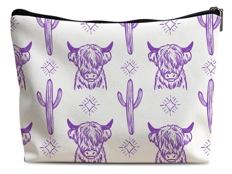 Lacosu Western Makeup Bag,Western Gifts For Women,Cow Makeup Bag,Cowgirl Stuff,Western Stuff For Women,Western Gifts,Cowgirl Gifts(Leather COW N)