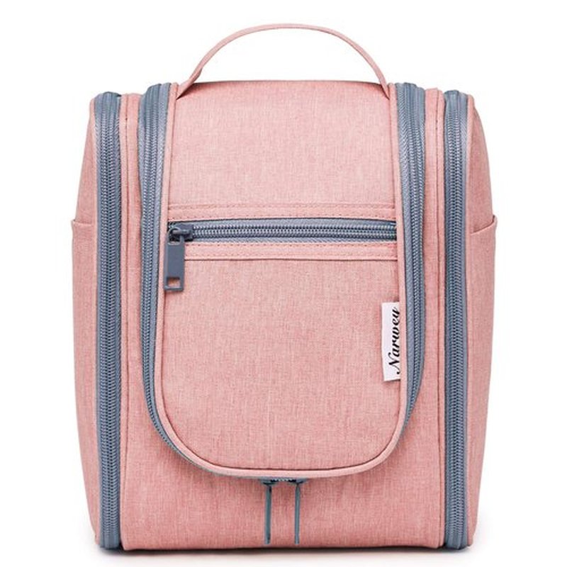 Narwey Small Hanging Toiletry Bag Women Travel Makeup Bag Organizer Toiletries Bag for Travel Size Essentials Accessories Cosmetics (Medium, Pink)