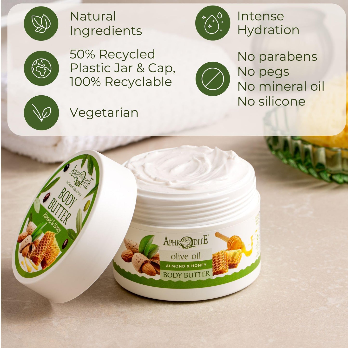 Aphrodite Olive Oil Body Butter with Almond & Honey 200ml