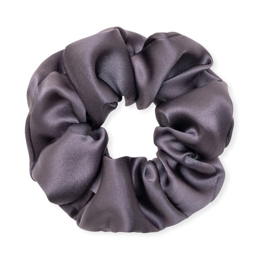 MurierSilk Mulberry Silk Scrunchies - 100% Pure Silk Hair Ties and Ponytail Holders for Women, Girls, Elastic Silk Wrap Prevents Frizz and Breakage (Charcoal Gray)