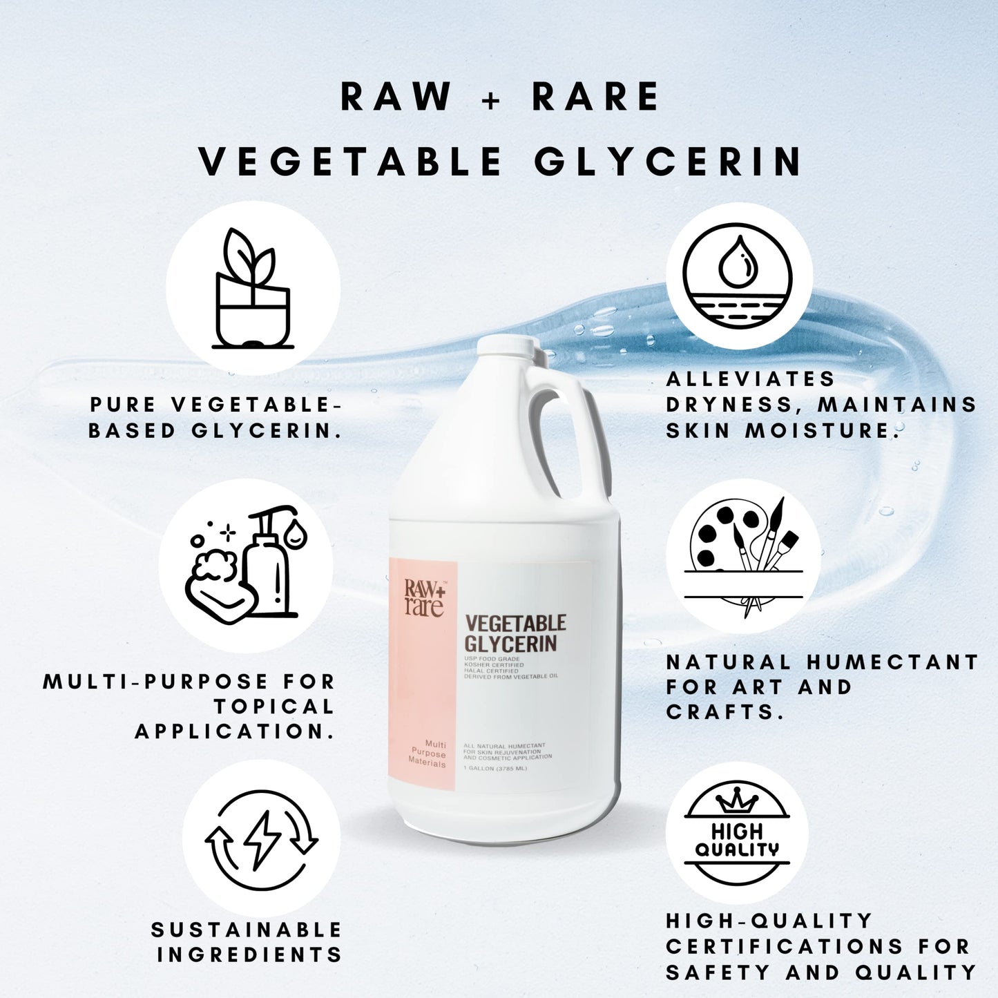 Raw Plus Rare Food Grade Vegetable Glycerin 1 Gallon
