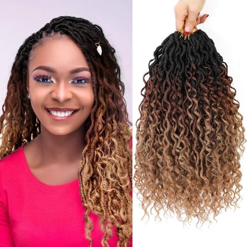 Alicoco Goddess Locs Crochet Hair 14 Inch 8 Packs Faux Locs Crochet Hair For Women Boho Soft Locs Pre-looped River Crochet Locs With Curly Ends (14 Inch (Pack of 8), 1B/30/27)