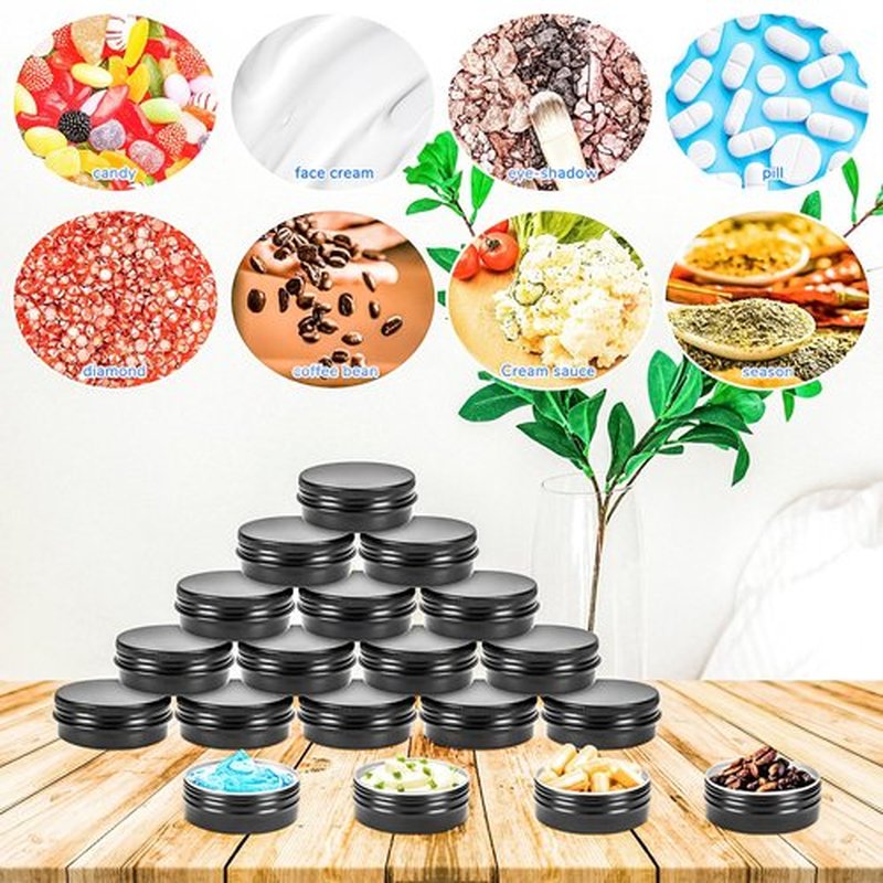 MotBach 16 Pack 1oz Tin Jars, 30ml Metal Tin cans, 1Ounce Aluminum tin can jar Containers with Screw Lid for Lotion Bars, Toiletries, Creams, Samples, Makeup Cosmetic, Spices, Salve, Balms, Beard Balm