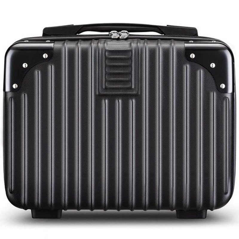 Noverlife Portable Hard Shell Cosmetic Travel Case 12 Inch, Mini Travel Hand Luggage with Elastic Band Travel Makeup Case, Small Makeup Carrying Suitcase for Train Cosmetic Bag Travel Camping - Black
