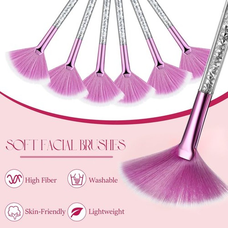 Maitys 9 Pieces Facial Brushes Fan Mask Brushes, Soft Facial Applicator Brushes Tools for Peel Glycolic Mask Makeup for Mud Cream (Purple, Silver)