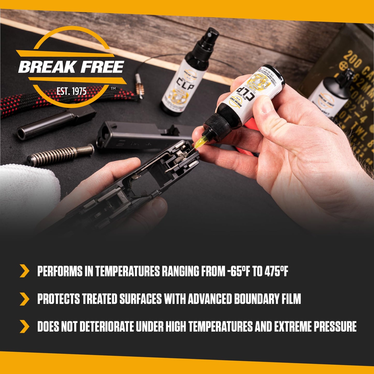 Break Free CLP Cleaner Lubricant and Preservative Gun Cleaner, CLP-12, Aerosol Can, Synthetic Oil, 12 Ounces