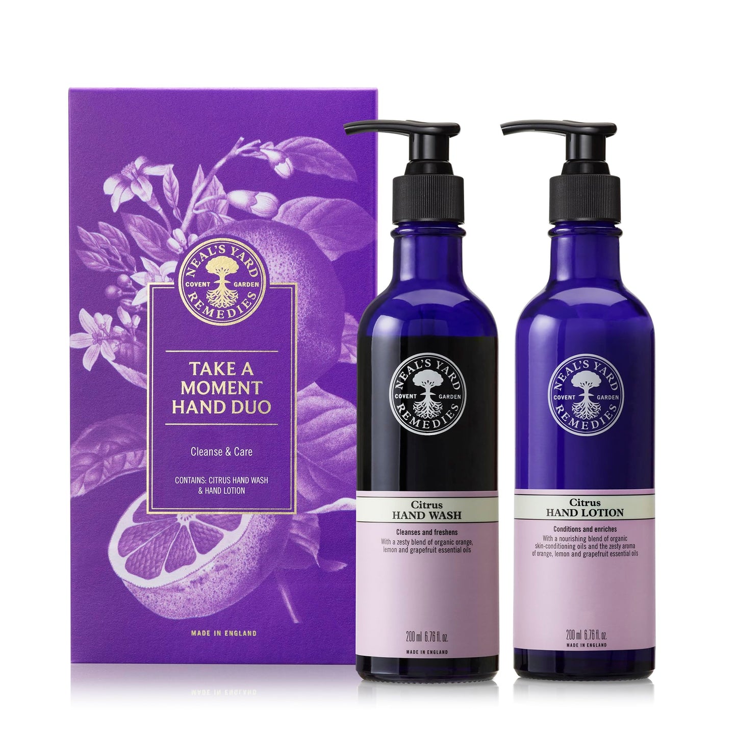 Neal's Yard Remedies Take A Moment Garden Mint & Bergamot Gift Set, Hand Wash & Hand Lotion with Essential Oils, Vegan & Cruelty-Free, Set of 2