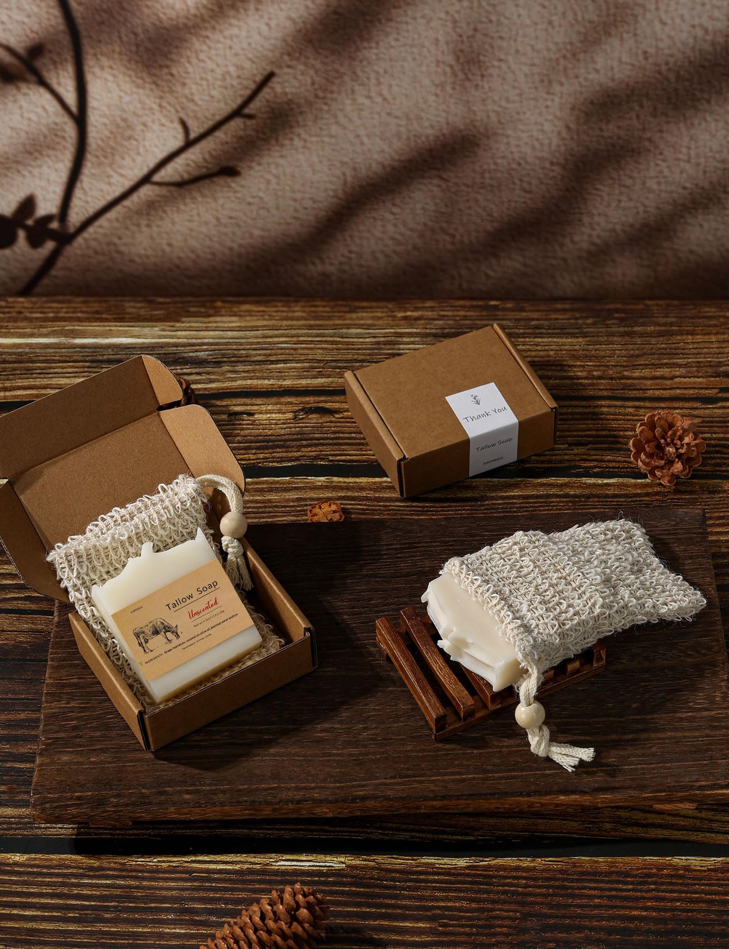 cidcous Grass-fed Beef Tallow Handmade Soap, Butter-based skincare, Natural cleansing bar for face and body, gently cleanses sensitive skin.