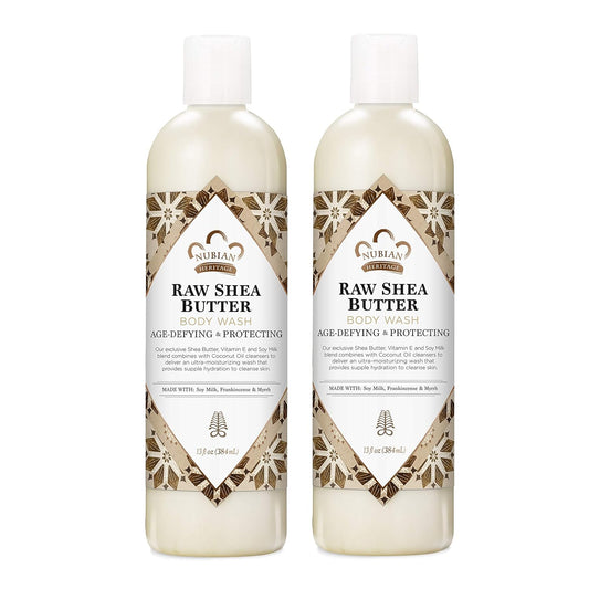 Nubian Heritage Body Wash for Dry Skin Raw Shea Butter Paraben Free Body Wash, 13 Fl Oz (Pack of 2)