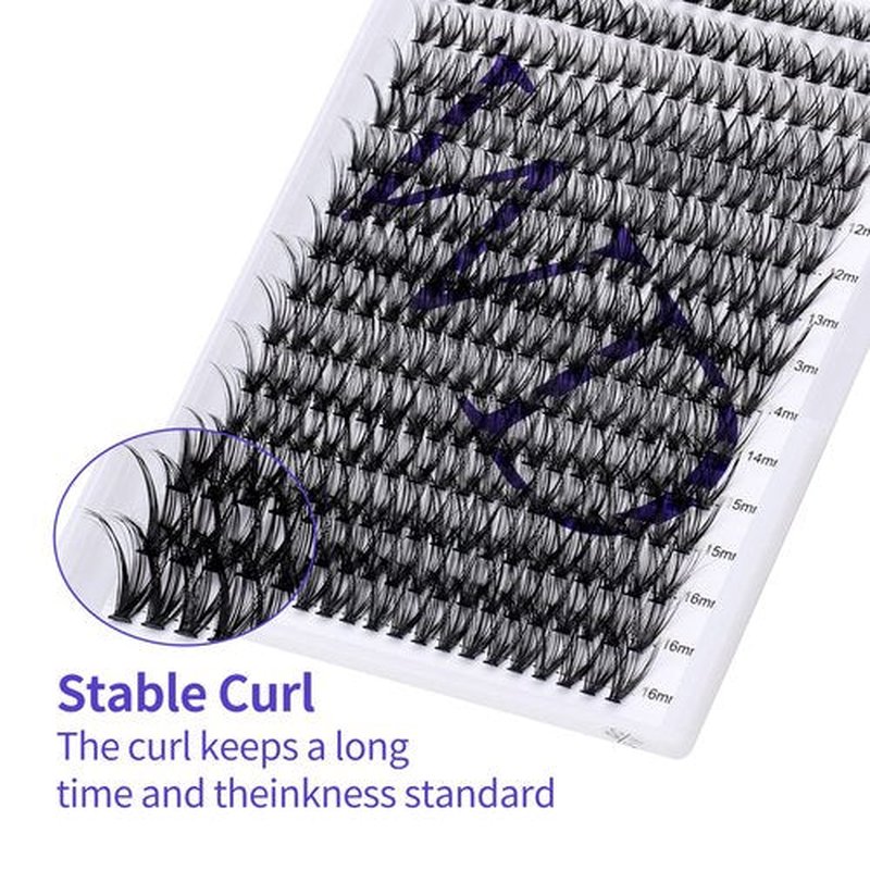 Individual Lashes DIY Eyelash Clusters 300PCS C/D Curl Lash Clusters Comfortable Cat Eye Lashes Super Soft Reusable Wispy Lashes Lash Clusters(300PCS-40D-0.07DD,8-16mm Mixed Tray)