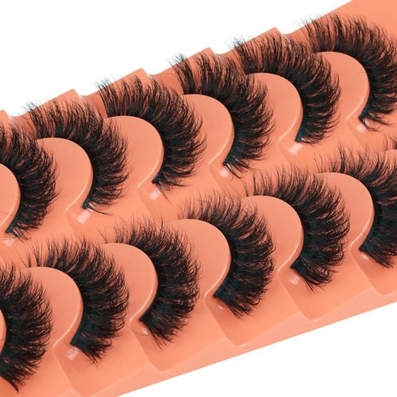 Focipeysa Fluffy Volume False Eyelashes Cat Eye Lashes Thick Fake Eyelashes Dramatic Faux Mink Eyelashes 9D Eyelashes 16mm Eyelashes Pack 7 Pairs Lash Pack