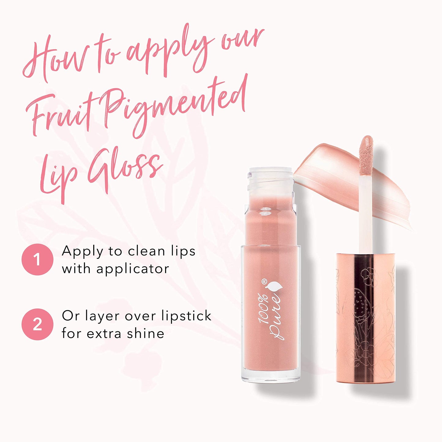 100% PURE Lip Gloss (Fruit Pigmented), Naked, High Shine, Moisturizing, Natural Lip Gloss, Sheer Finish, Tinted Lip Gloss w/Cocoa Butter, Vitamin E (Warm Peachy Nude Color) - 0.14 Fl Oz