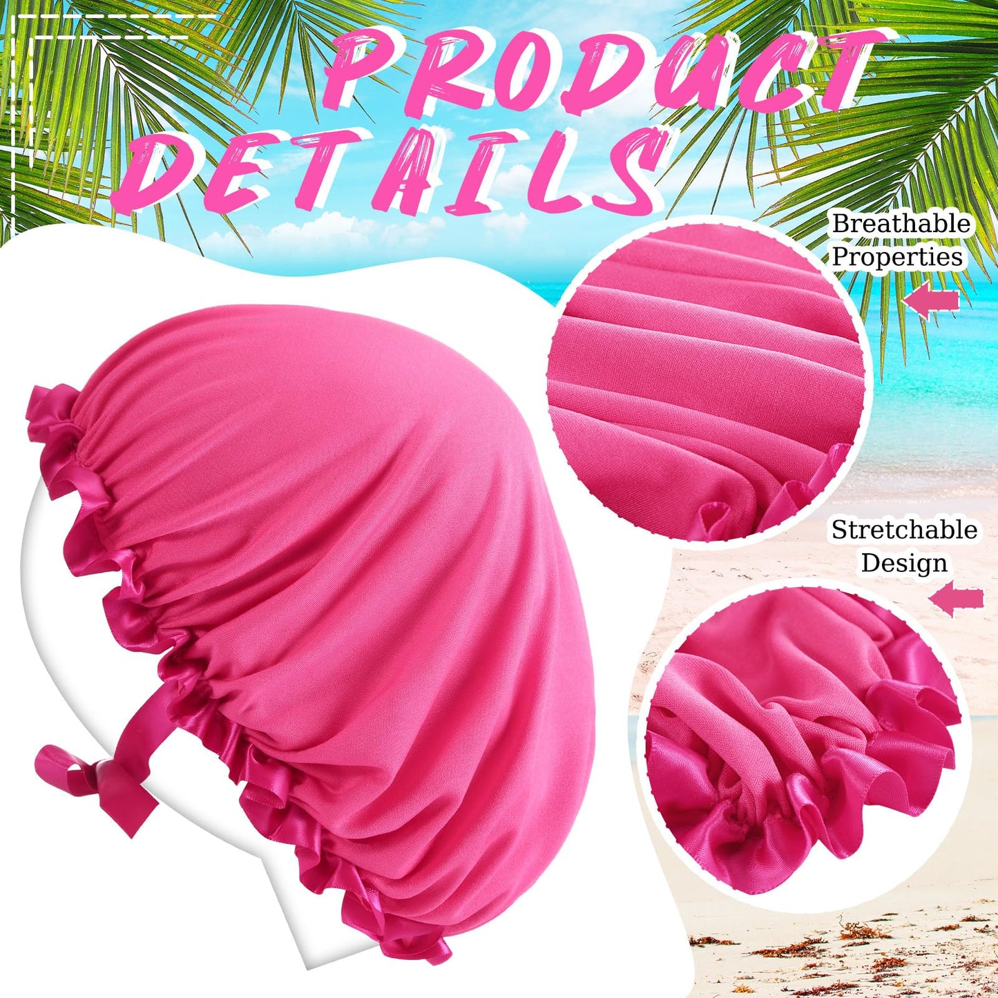 Vinsatin 4 Pcs UV Protection Tanning Face Cover Bonnet Cap Set Tanning Mask and Hair Cap Protective Bonnet for Women(Silk of Ice Fabric,Pink, Blue)