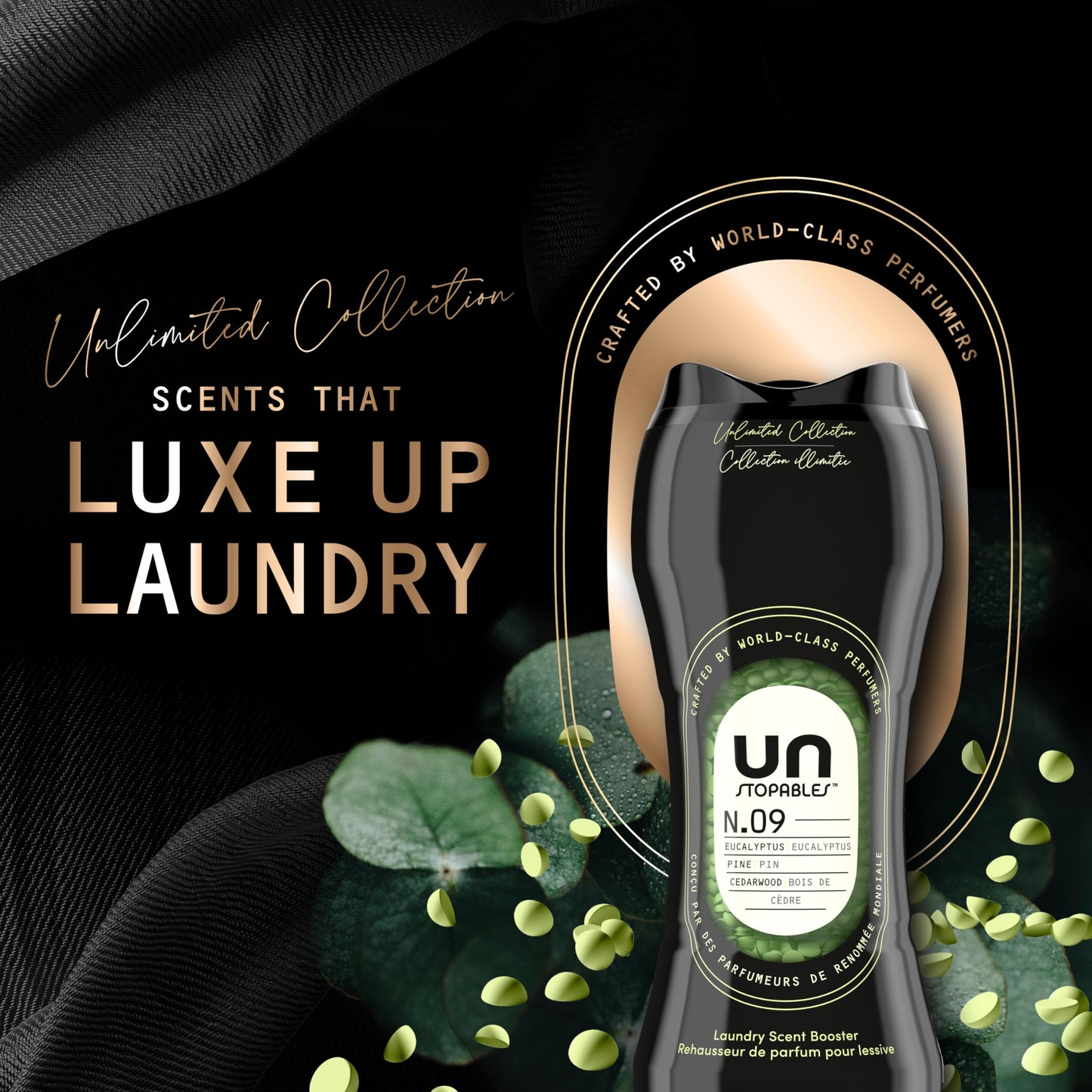 Downy Unstopables Unlimited Collection In-Wash Laundry Scent Booster Beads, No. 09, Fine Fragrance, Long-Lasting Fresh Scent Beads, 21.1 oz