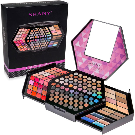 SHANY All About That Face Makeup Kit - All in one Beginner Makeup Set - Eye Shadows, Lip Colors, Face Makeup, Cosmetics applicators & More.