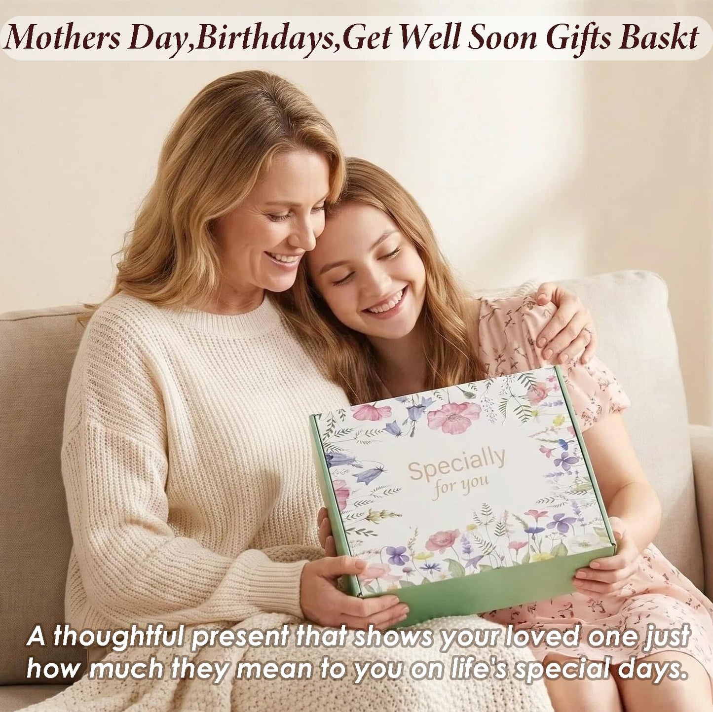 VANJOROY Graduation Gifts for Her, Birthday Gifts for Women - Get Well Gift Basket with Cards for Her Girl Daughter Sister, Personalized Self-Care Gift Set with Sunshine Sunflowers