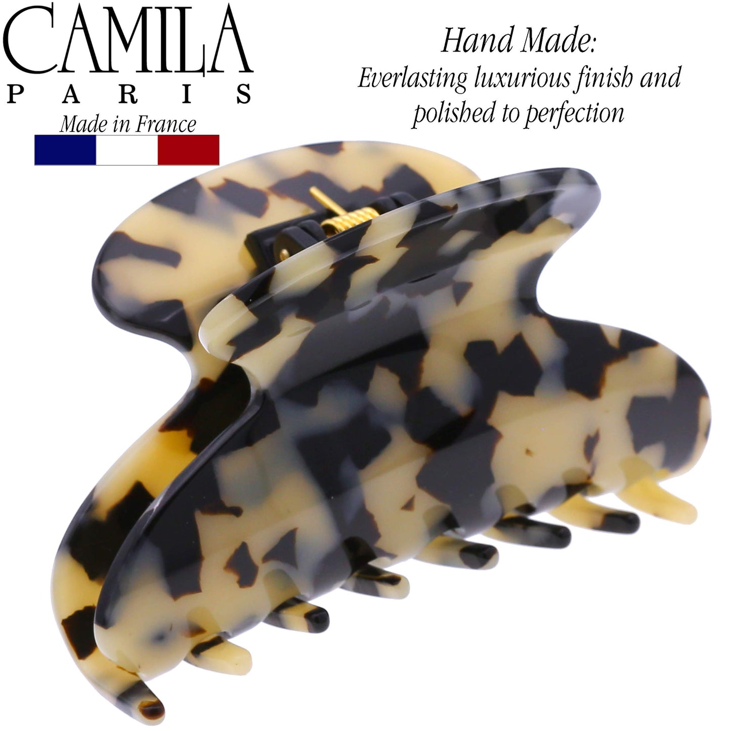 Camila Paris CP3057 French Hair Clip for Women, Ivory Tokyo, for Thick Hair for Long Curly Wavy Hair, Girls Hair Claw Clips Jaw, Styling Hair Accessories for Women, Strong Hold Grip, Made in France