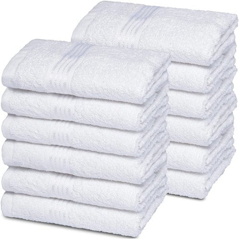 Belizzi Home Ultra Soft Cotton Washcloths, Contains 12 Piece Face Cloths 12x12 inch, Ideal for Everyday use Face Towels, Compact & Lightweight Multi Purpose Washcloths - White