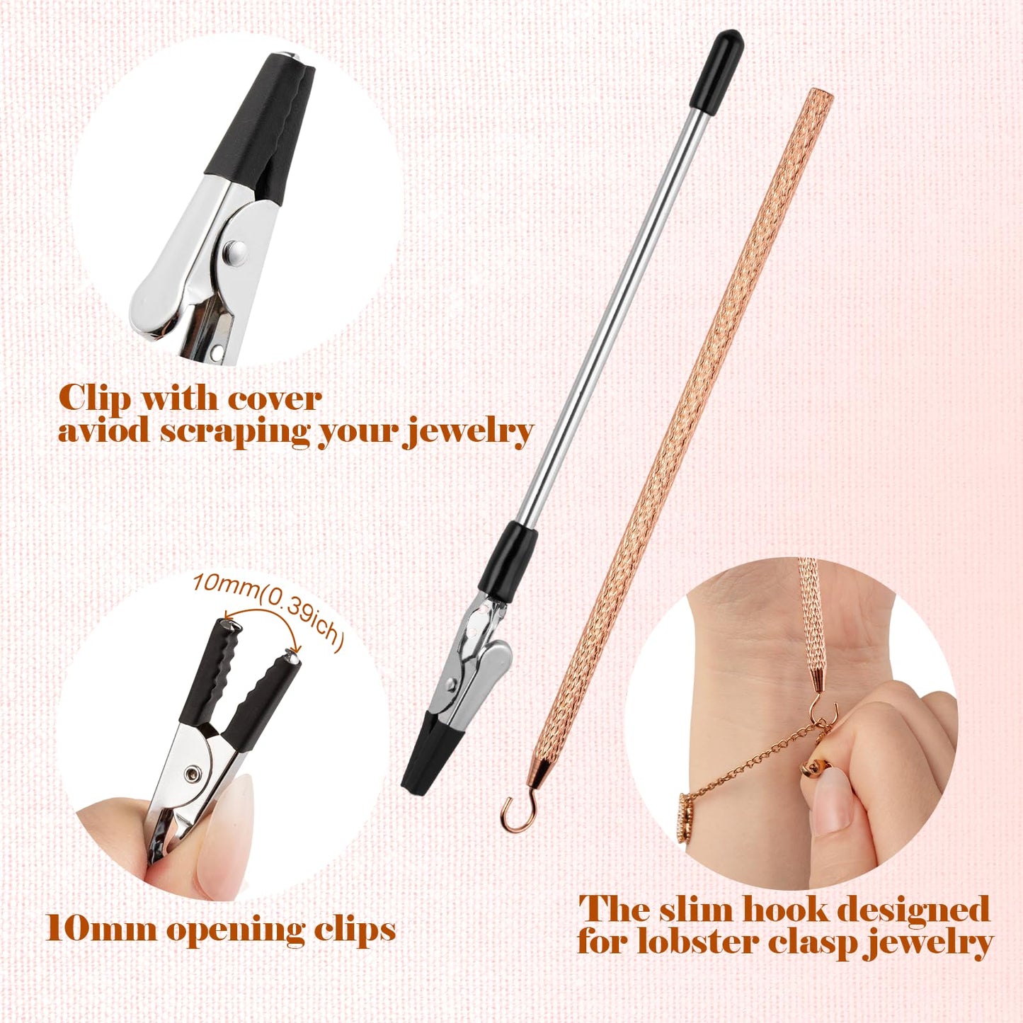 Vnsuyo 2 Pcs Bracelet Helper Tool, Portable Bracelet Helper Easy to Put on Yourself, Fastener Helpers Tool for Jewelry Clasps, Necklace, Zippers, Crafts