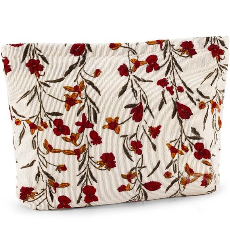 ZLFSRQ Red Flower Makeup Bag Travel Cute Floral Cosmetic Bags for Women Large Floral Makeup Pouch Zipper Cosmetic Pouch for Purse Aesthetic Makeup Organizer Bag Portable Toiletry Bag