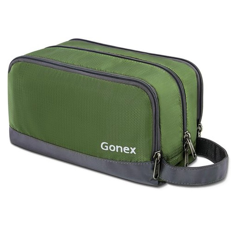 Gonex Travel Toiletry Bag Nylon, Dopp Kit Shaving Bag Toiletry Organizer Olive Green