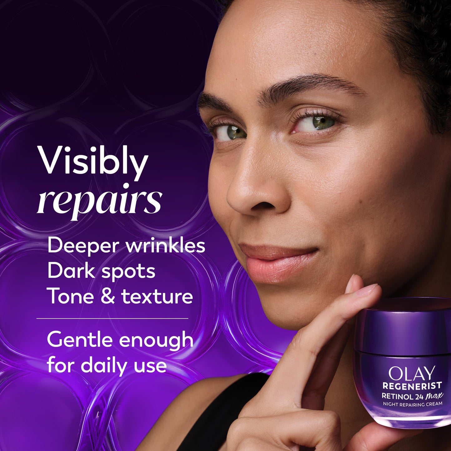 Olay Retinol Night Cream for Women,MAX,Anti-Aging Face Mousturizer,Fragrance-Free,Non Greasy - Anti-Wrinkle,Smooth Fine Lines,Hydrating Skin Care - Triple Collagen Cream,Niacinamide,1.7oz,(Pack of 2)