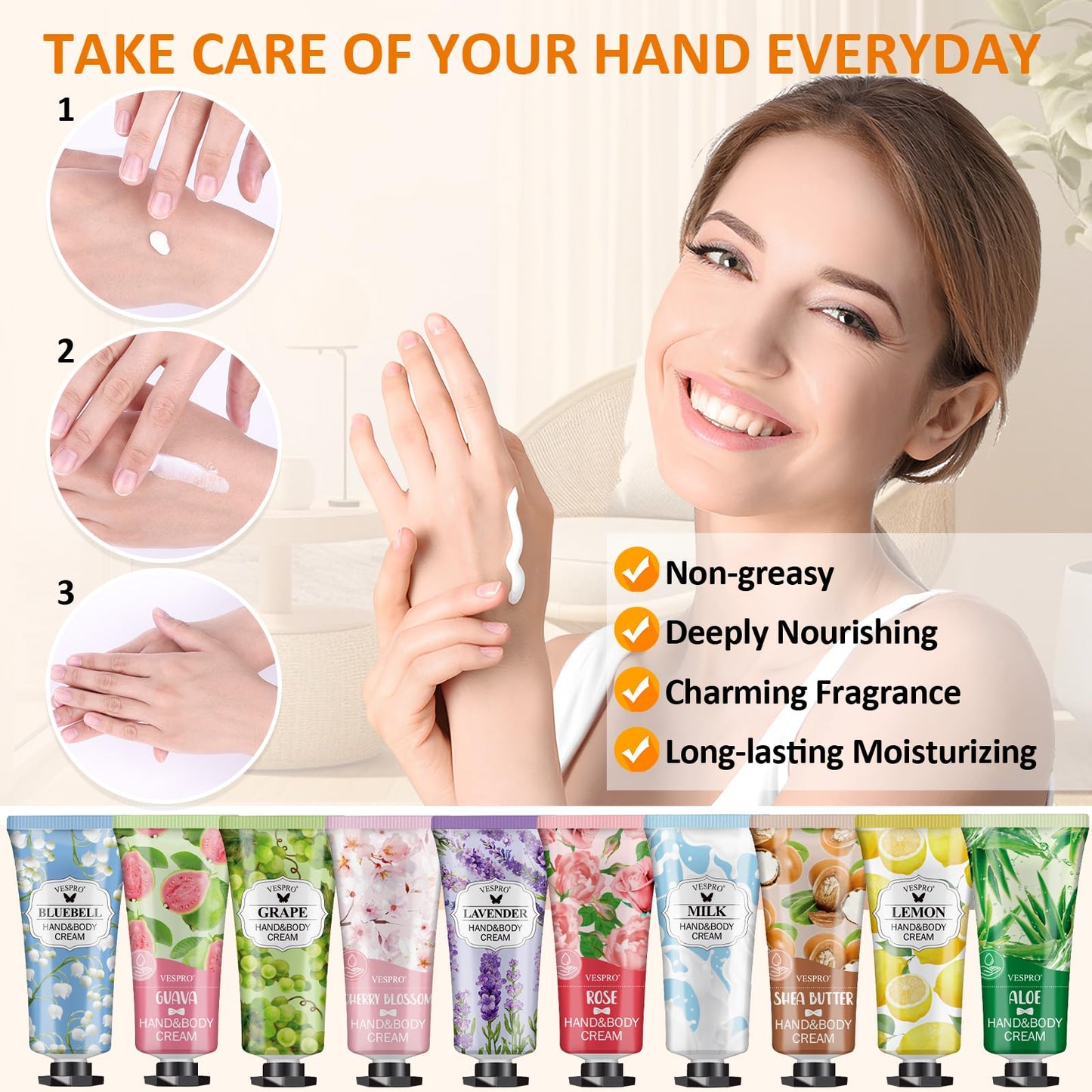 VESPRO 126 Pack Hand Cream Set, Small Gifts for Women, Bulk Hand Lotion Travel Size for Dry Cracked Hands, Mini Hand Lotion for Bridesmaid Gifts, Employee Appreciation Gifts and Teacher Gifts