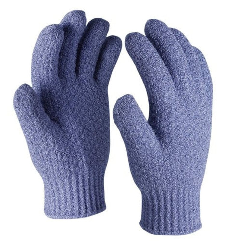 Evridwear Exfoliating Dual Texture Bath Gloves for Shower, Spa, Massage and Body Scrubs, Dead Skin Cell Remover, Gloves with Hanging Loop (2 Pairs Heavy)