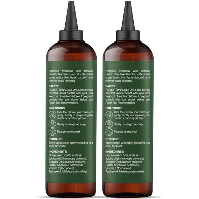 Botanic Hearth Tea Tree Oil for Hair | With Jojoba & Grapeseed Oils | Soothes Itchy Scalp & Fights Dandruff | Non GMO Verified | 6.7 fl oz, Pack of 2