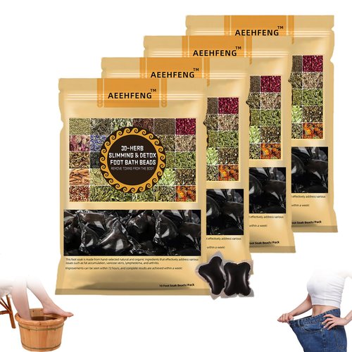 Aeehfeng 30-Herb Detox Foot Bath Beads, 2024 New Herbal Detox&Shaping Cleansing Foot Soak Beads, Aeehfeng Detoxing Herbs Foot Soak Beads for Relaxing and Soothing Body Sore Tired (4 Pack)