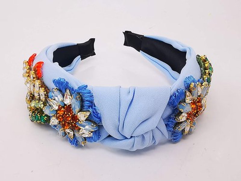 QTMY Rhinestone Crystal Headbands for Women,Hair Hoop Accessories Headwear Jewelry,522Blue