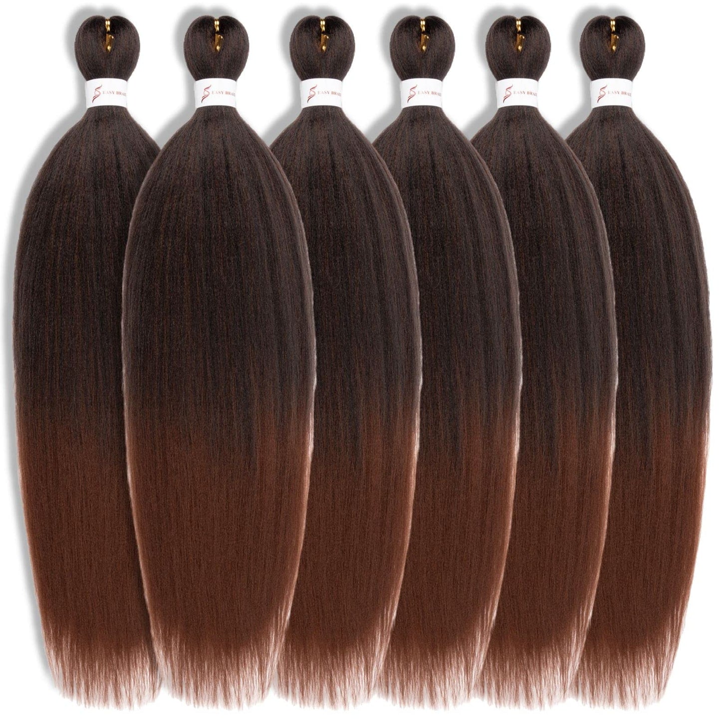 Ombre Braiding Hair,24 Inch Ombre Natural Black To Brown 6 Packs Hair Extensions Professional Synthetic Braid Hair Crochet Braids, Soft Yaki Texture, Hot Water Setting (24Inch,T1B/30#).