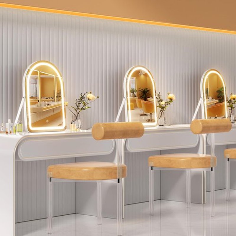 Hasipu Vanity Mirror with Lights, 12"× 14" Arched LED Makeup Mirror, Lighted Makeup Mirror with Lights, Smart Touch Control Dimmable 3 Modes Light 360°Rotation White