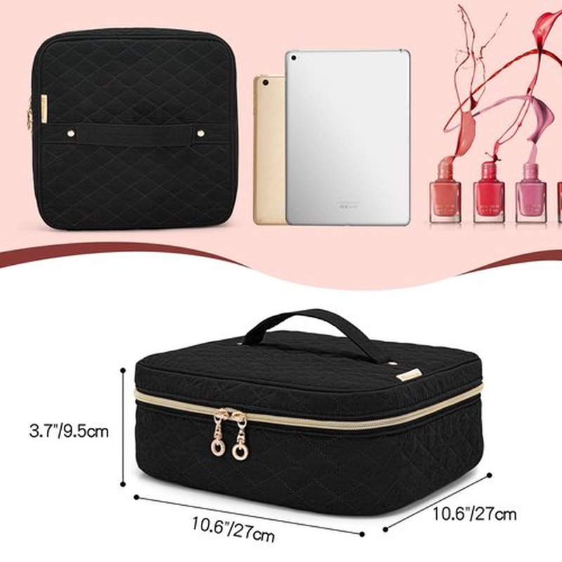 Yarwo Nail Polish Carrying Bag Holds 36 Bottles (15ml/0.5 fl.oz), Travel Storage Organizer for Nail Polish and Manicure Accessories, Dusty Rose