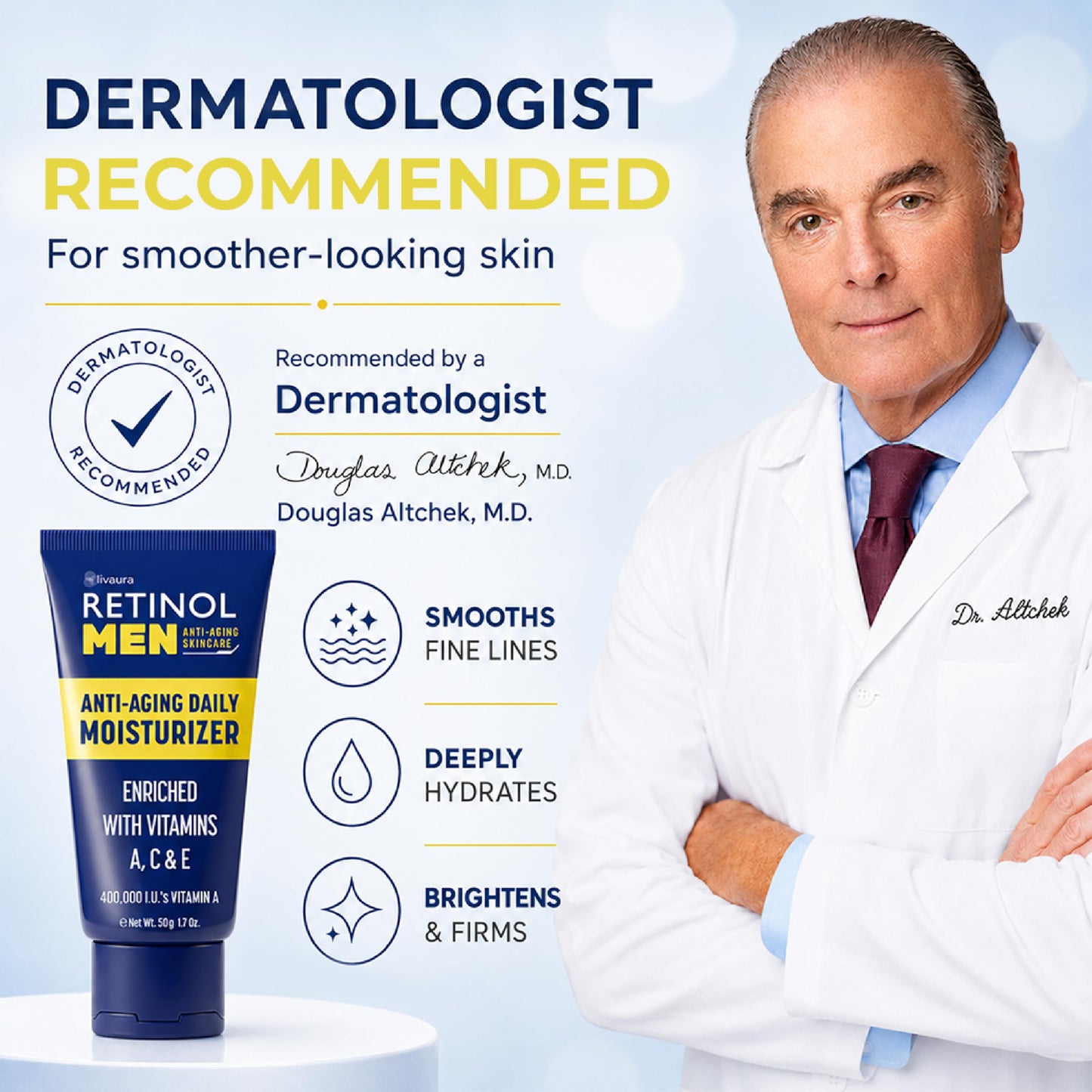 Retinol LIVAURA Face Moisturizer for Men - Anti-Aging Daily Face Cream