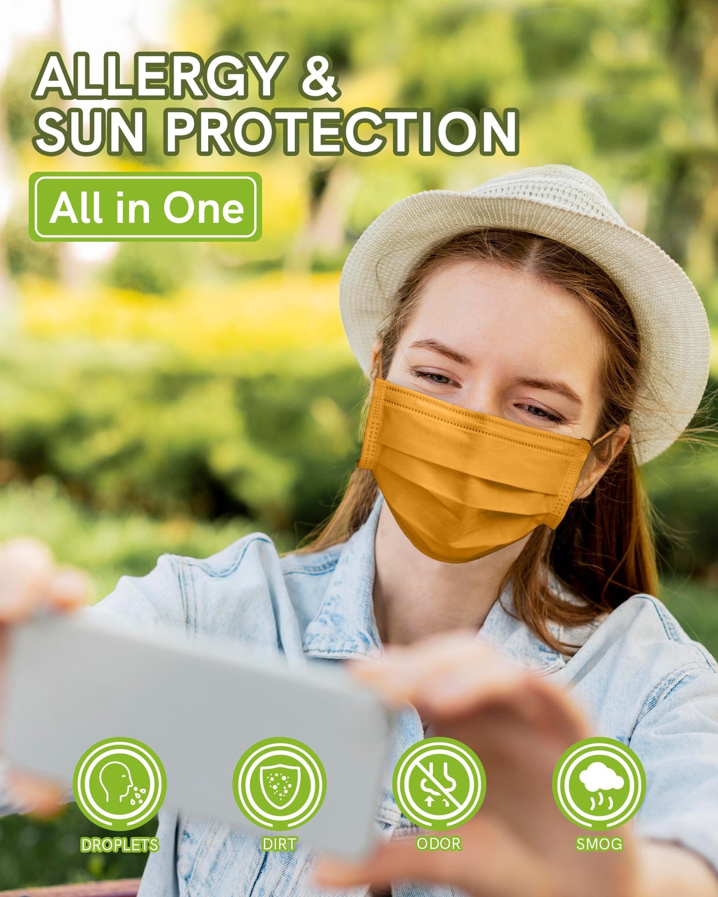 FriCARE Face Masks Disposable for Adults, 4 Ply ASTM Level 3, Individually Wrapped Mask for Allergy Protection, 50 Pack, Assorted Fall