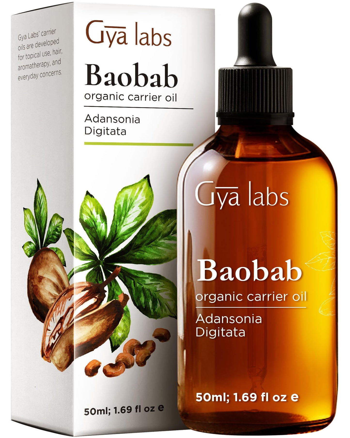 Gya Labs Baobab Oil - 1.7 Fl Oz - Carrier Oil for Hair, Skin, Face, Scalp & Body Massage