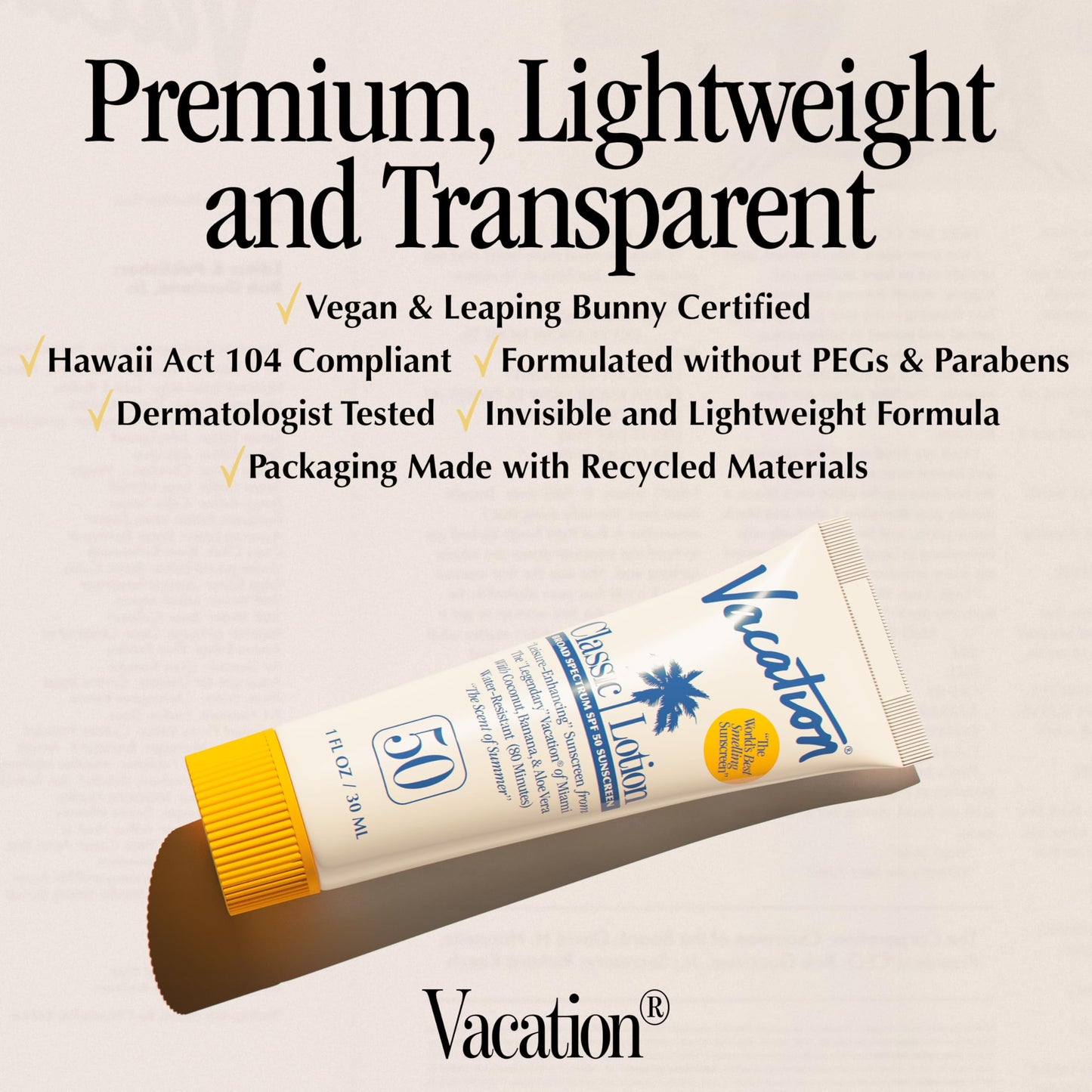 Vacation Mini Classic SPF 50 Sunscreen Lotion, 1 Fluid Ounce, Pack of 24