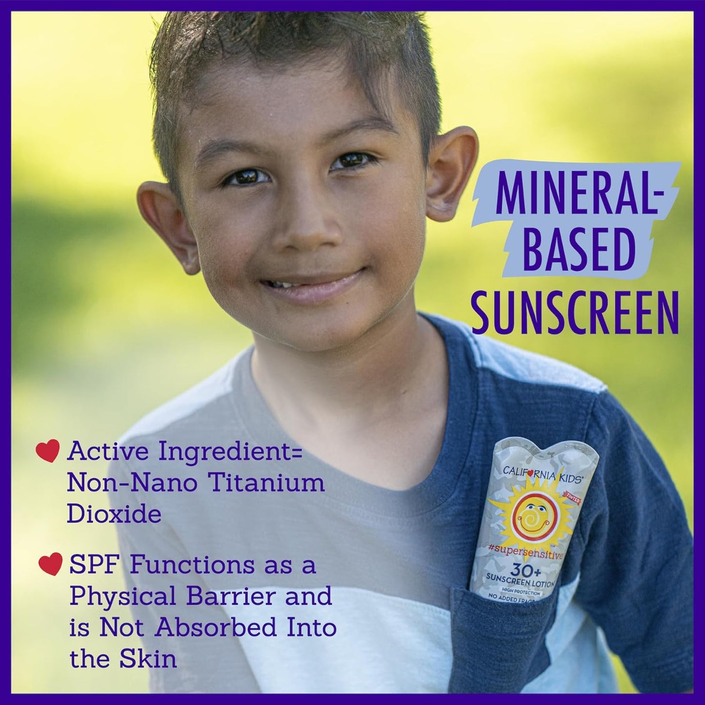 California Kids Sunscreen SPF 30 + | Super Sensitive (Unscented) | Kids Mineral Sunscreen | Face + Body | Titanium Dioxide | Travel Size | 82g / 2.9oz