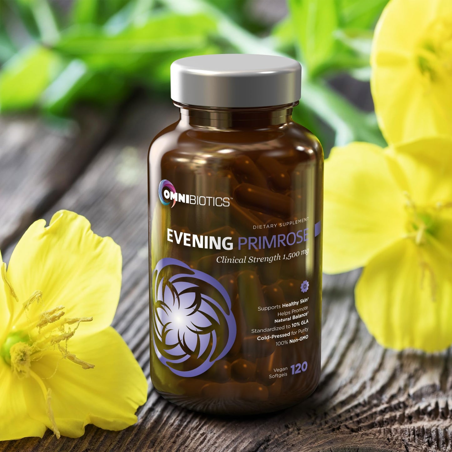 OmniBiotics Organic Evening Primrose Oil for Women – Clinical Strength 1500mg per Capsule, 10% GLA, Cold-Pressed, Non-GMO, Hormone Balance for Women – 120 Vegan Softgel Capsules