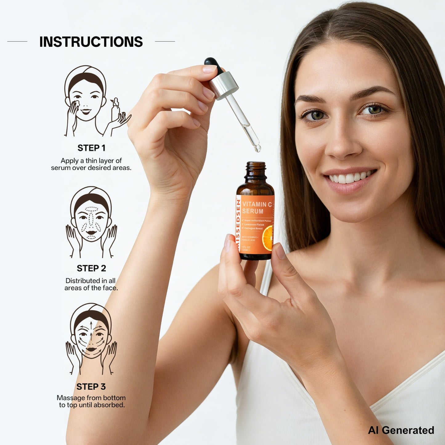 Vitamin C Serum for Face with Vitamin E & Ferulic Acid, Smoothes Wrinkles,Improves Elasticity,Firms Skin 1 Oz for Face Care, Daily Use