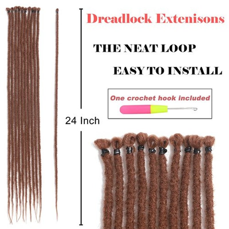 24inch 20 Strands Thin 0.6cm Brown Dreadlock Extensions Reggae Hip-Hop Synthetic Hair Crochet Braiding Hair Super Long Dread Extensions Reggae Style For Women #30