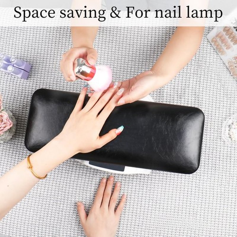 BOMOQING Arm Rest for Nails, Microfiber Leather Nail Arm Rest for Acrylic Nails, Nails Arm Rest Table with Pillow Cushion Hand Holder for Manicure, Hand Rest for Nails Tech, Home Use or Salon(black)