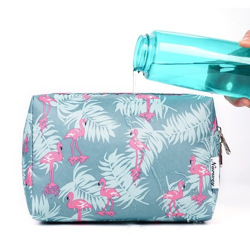 Large Makeup Bag Zipper Pouch Travel Cosmetic Organizer for Women (Large, Flamingo)