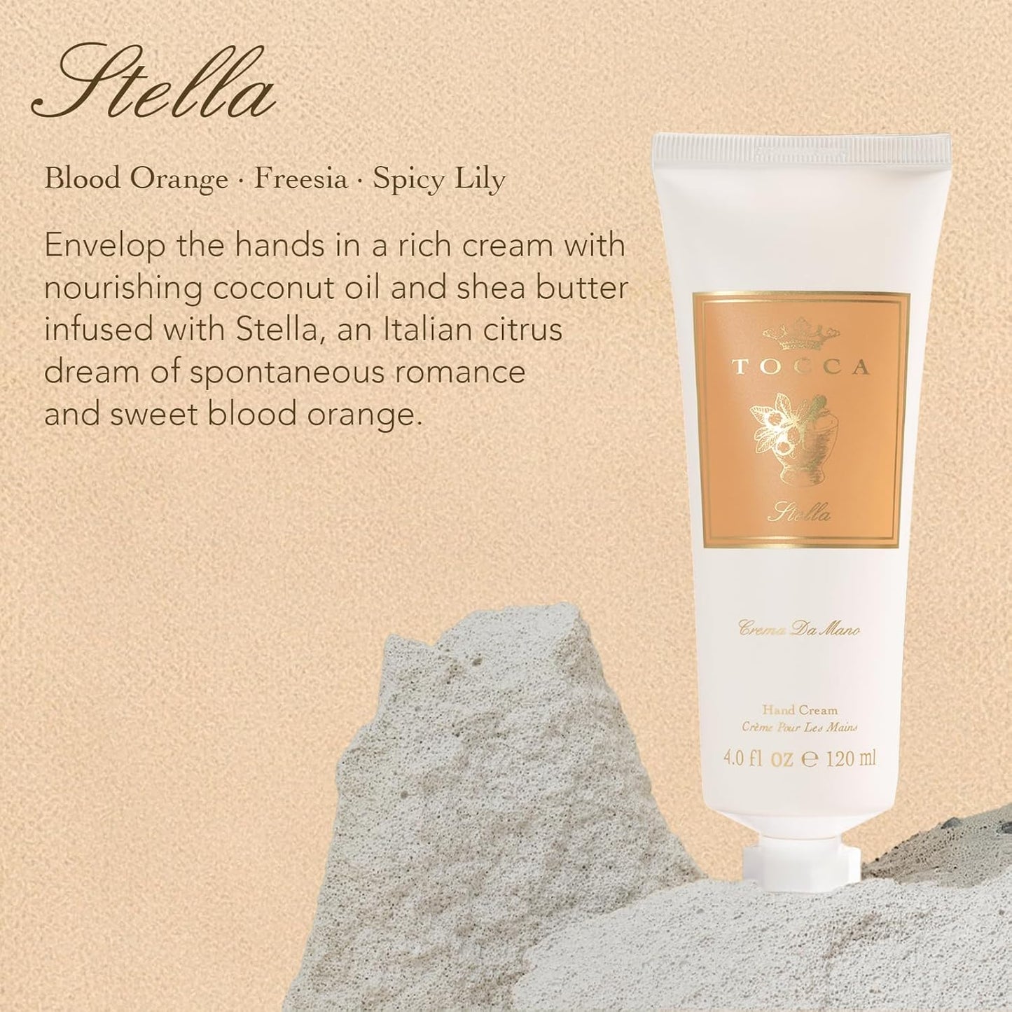 Tocca Crema de Mano, Cleopatra Hand Cream, 4 oz - Grapefruit, Jasmine, Vanilla Musk - Moisturizing, Quick Absorbing